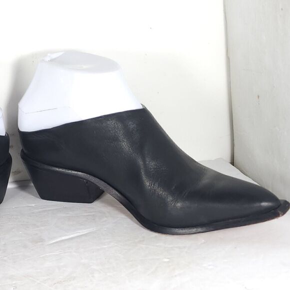 Wal and Pai Women's Mirage US5-5,5 EU36 Black Leather Cuban Heel Mules Clogs - Picture 7 of 14